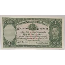 AUSTRALIA 1952 . ONE 1 POUND BANKNOTE . COOMBS/WILSON